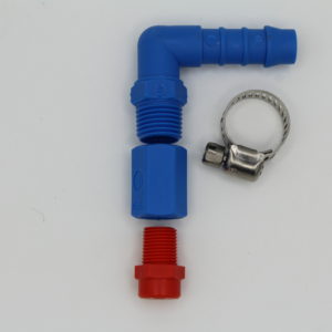 elbow style hose barb nozzle assembly