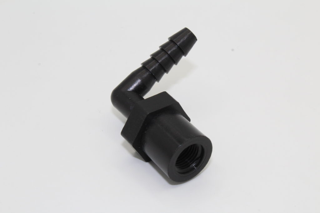 KempCo 1/4 NPT X 3/8" Hose Barb Nylon Elbow Fittings (4 Pack) – Black